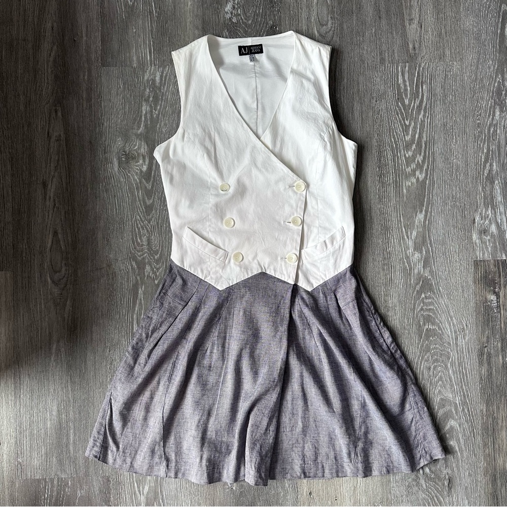Armani Jeans Two-Tone Button Front Dress